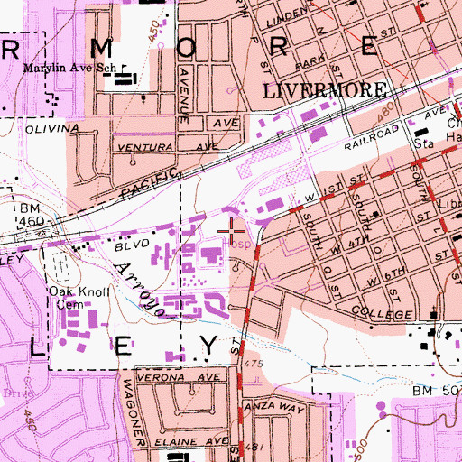 Topographic Map of Hansen Park, CA