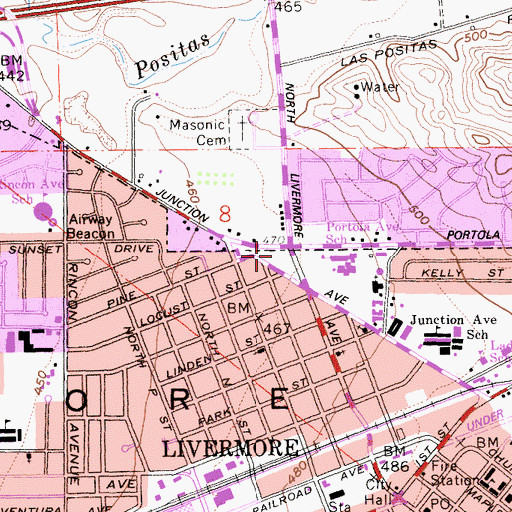 Topographic Map of Lincoln Highway Park, CA