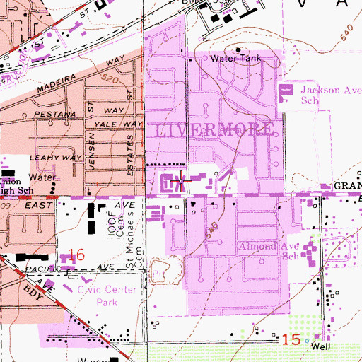 Topographic Map of Lincoln Shopping Center, CA