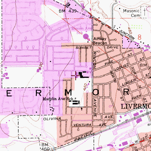 Topographic Map of Livermore Center Shopping Center, CA