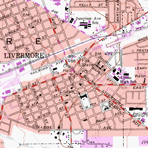 Topographic Map of Livermore Post Office, CA