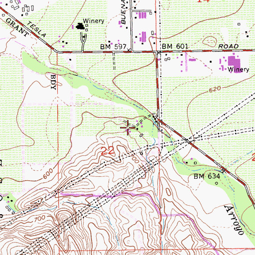 Topographic Map of Muriettas Well Winery, CA