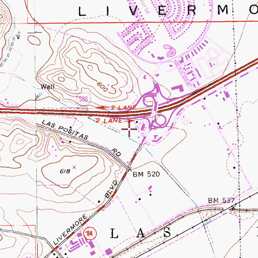 Topographic Map of Plaza 580 Shopping Center, CA