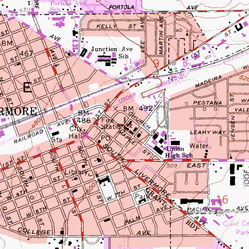 Topographic Map of Saint Micheal School, CA