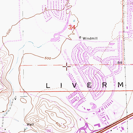 Topographic Map of Springtown Golf Course, CA