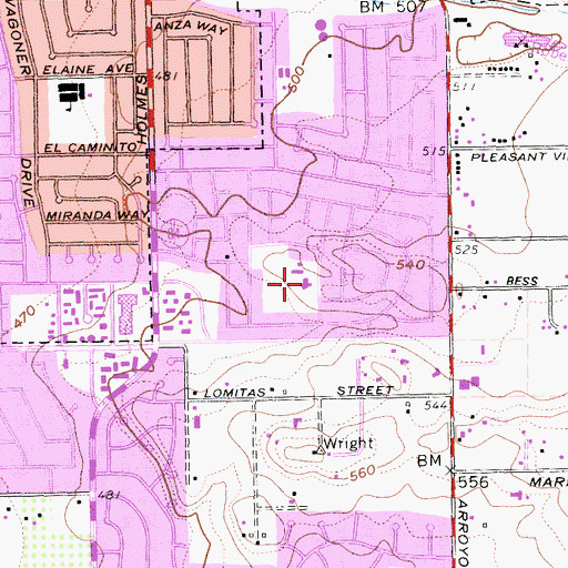 Topographic Map of Sunset Elementary School, CA