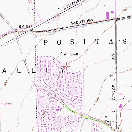 Topographic Map of Tex Spruiell Park, CA
