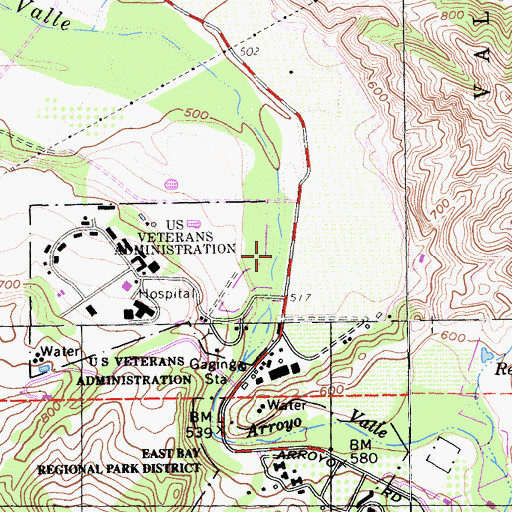 Topographic Map of Veterans Park, CA