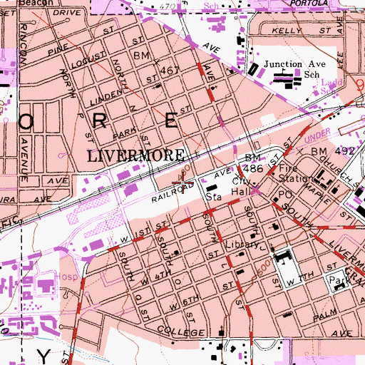 Topographic Map of Village Square Shopping Center, CA