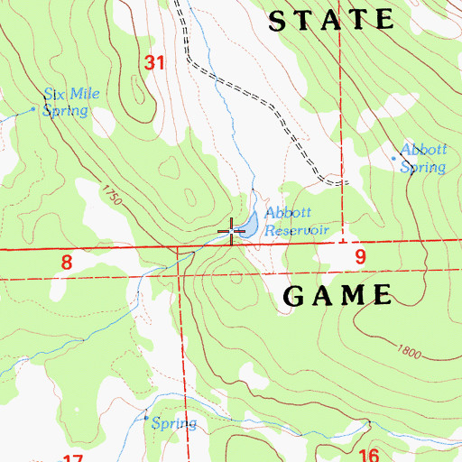 Topographic Map of Abbott Reservoir, CA