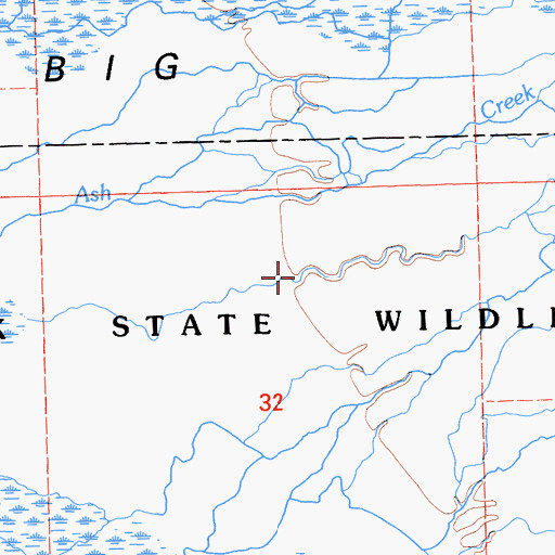 Topographic Map of Ash Creek State Wildlife Area, CA