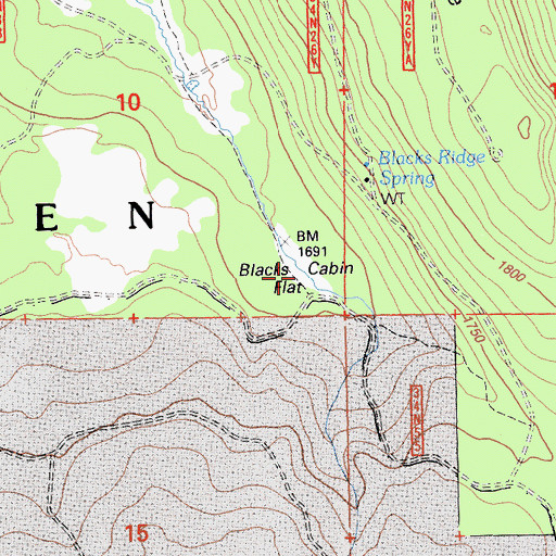 Topographic Map of Blacks Cabin Flat, CA