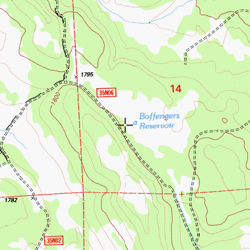 Topographic Map of Boffengers Reservoir, CA