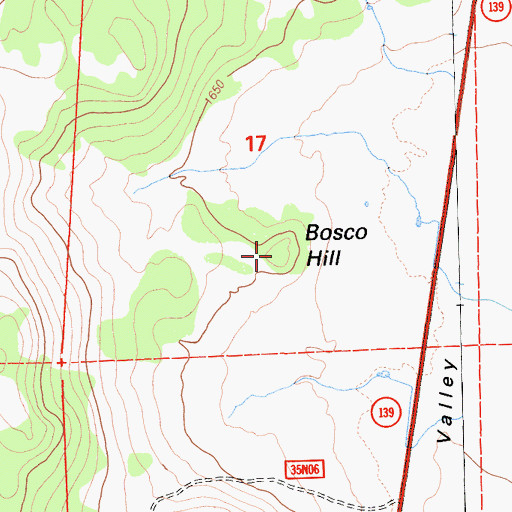 Topographic Map of Bosco Hill, CA