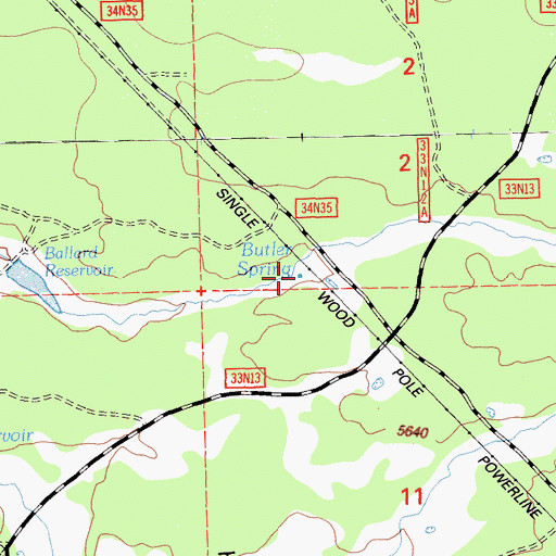 Topographic Map of Butler Spring, CA