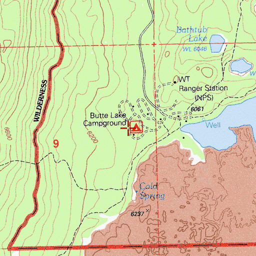 Topographic Map of Butte Lake Campground, CA