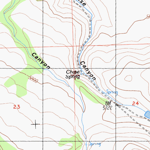 Topographic Map of Chase Spring, CA