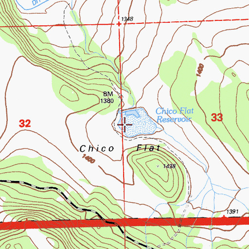 Topographic Map of Chico Flat Reservoir, CA
