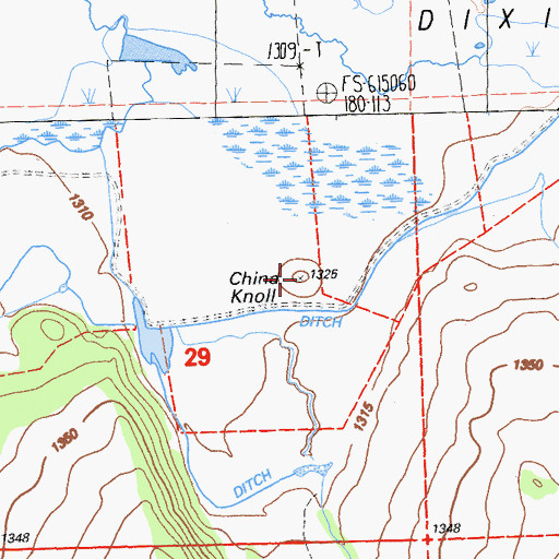 Topographic Map of China Knoll, CA