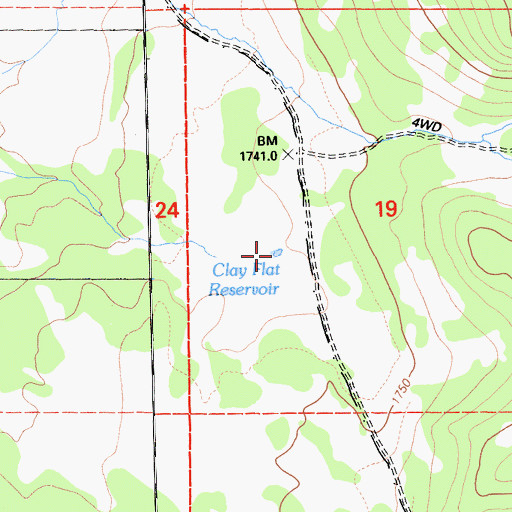 Topographic Map of Clay Flat Reservoir, CA