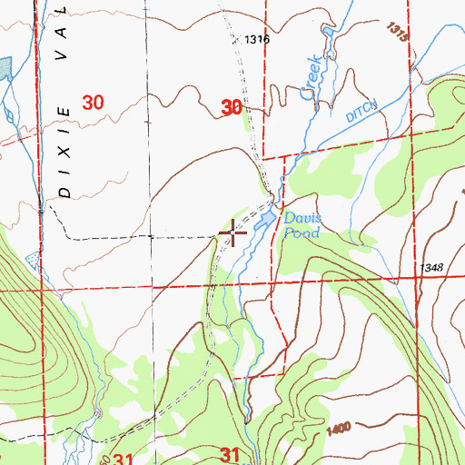 Topographic Map of Davis Pond, CA