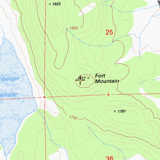 Topographic Map of Fort Mountain, CA