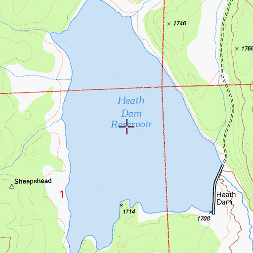 Topographic Map of Heath Dam Reservoir, CA