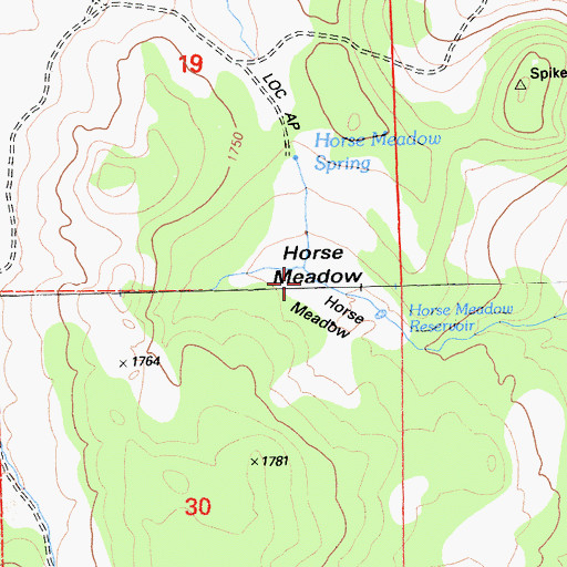 Topographic Map of Horse Meadow, CA