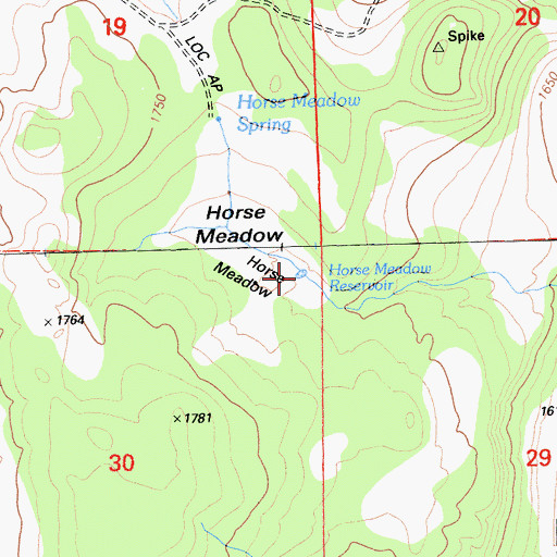 Topographic Map of Horse Meadow Reservoir, CA