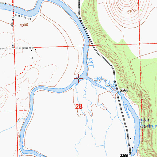 Topographic Map of Hot Creek, CA