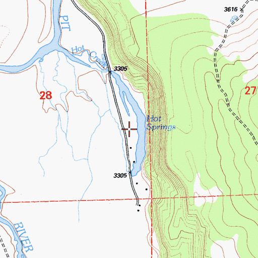 Topographic Map of Hot Springs, CA