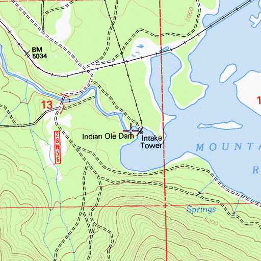 Topographic Map of Indian Ole Dam, CA