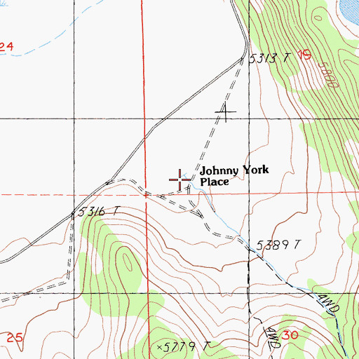 Topographic Map of Johnny York Place (historical), CA