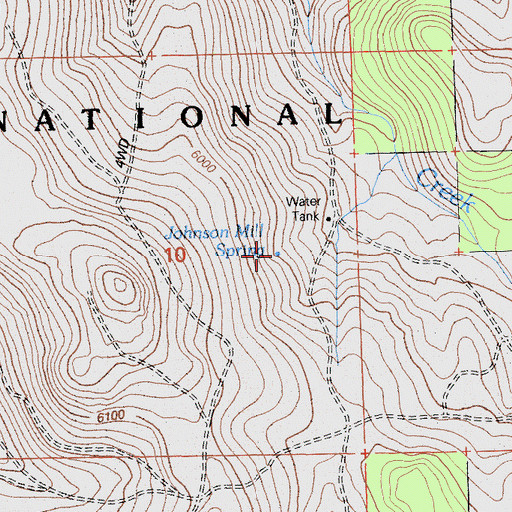 Topographic Map of Johnson Mill Spring, CA