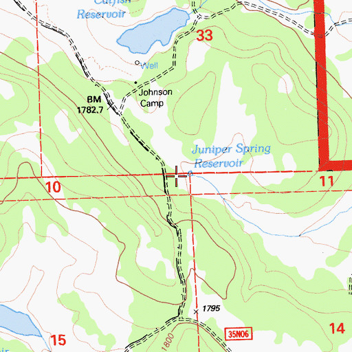 Topographic Map of Juniper Spring Reservoir, CA