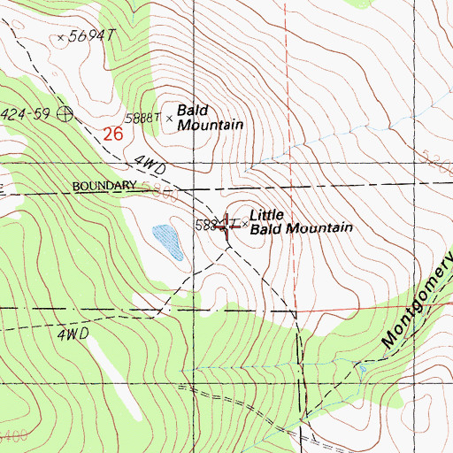 Topographic Map of Little Bald Mountain, CA