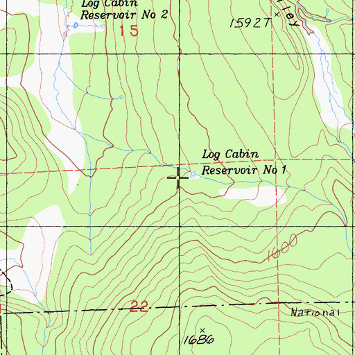 Topographic Map of Log Cabin Reservoir Number 1, CA