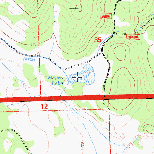 Topographic Map of Mapes Lake, CA