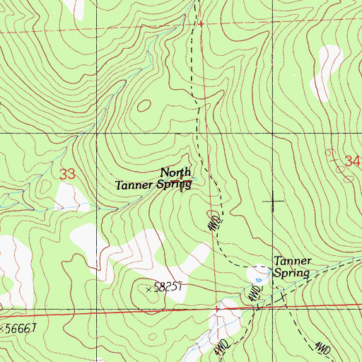 Topographic Map of North Tanner Spring, CA