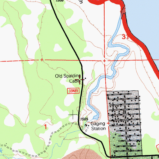 Topographic Map of Old Spalding Cabin, CA