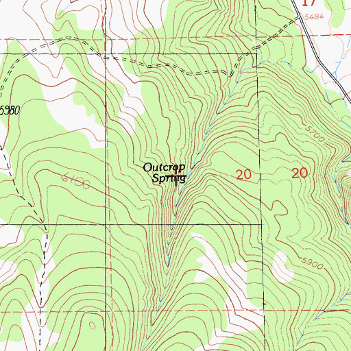 Topographic Map of Outcrop Spring, CA