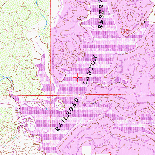 Topographic Map of Railroad Reservoir, CA
