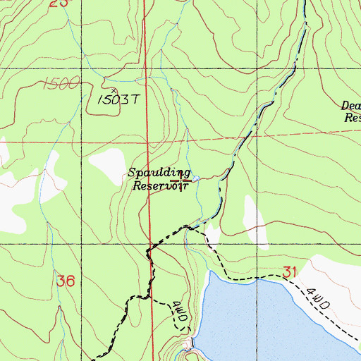 Topographic Map of Spaulding Reservoir, CA