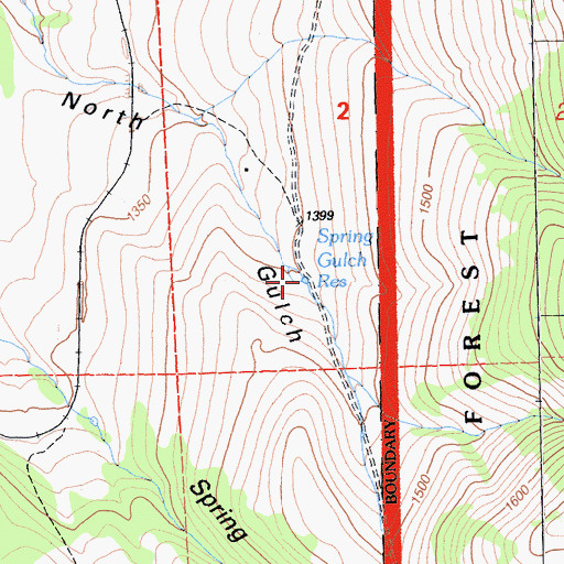 Topographic Map of Spring Gulch Reservoir, CA