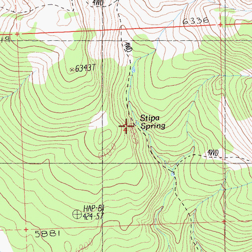 Topographic Map of Stipa Spring, CA