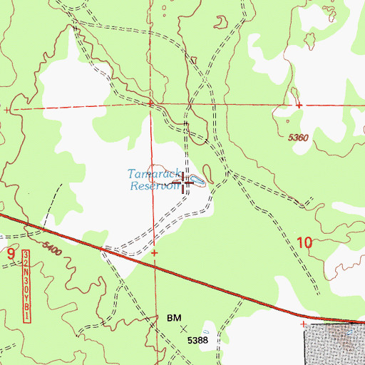 Topographic Map of Tamarack Reservoir, CA