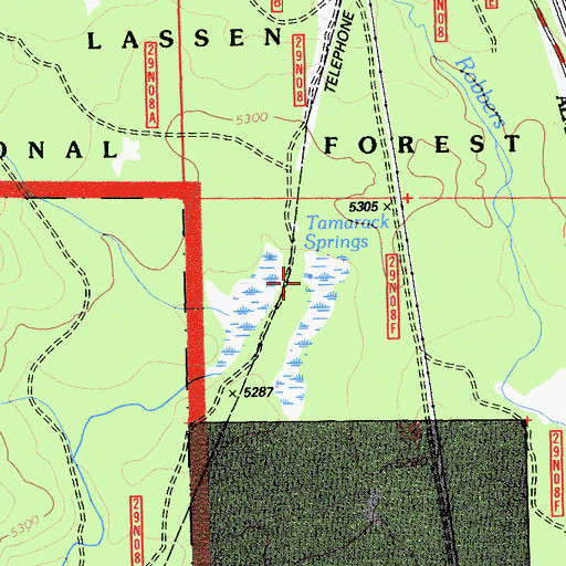 Topographic Map of Tamarack Springs, CA