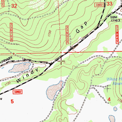 Topographic Map of Windy Gap, CA