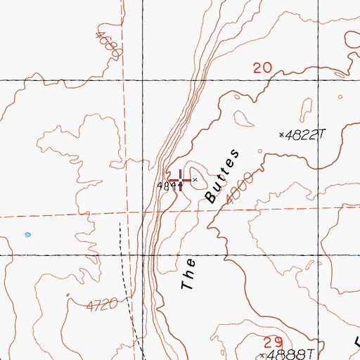 Topographic Map of The Buttes, CA