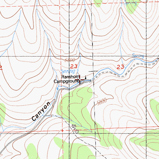 Topographic Map of Ramhorn Campground, CA